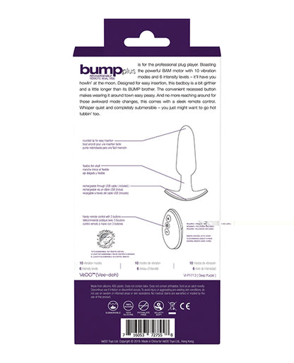 VeDO Bump Plus Rechargeable Remote Control Anal Vibe - Deep Purple