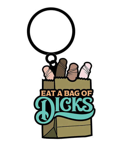 Wood Rocket Eat A Bag of Dicks Keychain - Tan