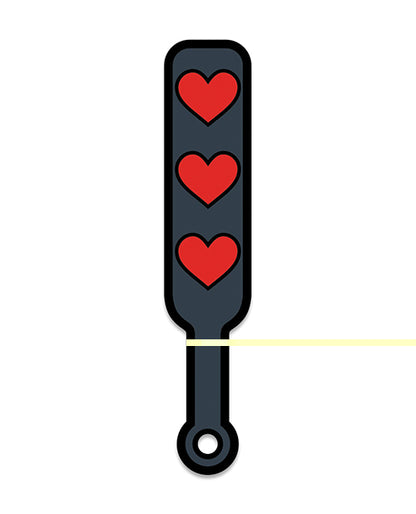 Wood Rocket Sex Toy Hearts Paddle Pin - Black/Red