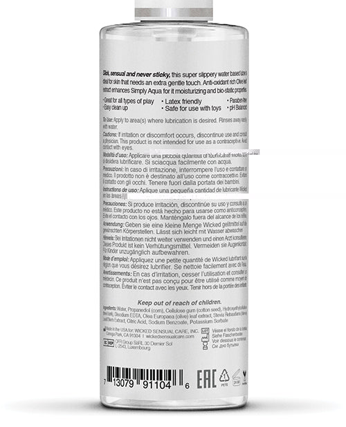 Wicked Sensual Care Simply Aqua Water Based Lubricant - 4 oz