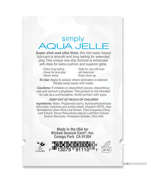 Wicked Sensual Care Simply Aqua Jelle Water Based Lubricant - .1 oz