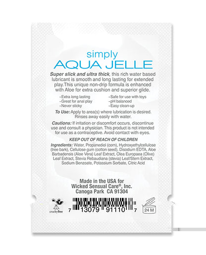 Wicked Sensual Care Simply Aqua Jelle Water Based Lubricant - .1 oz