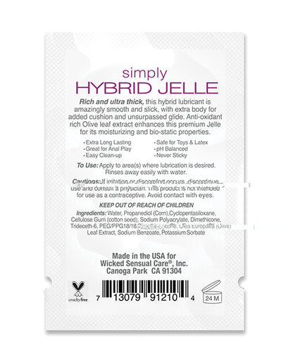 Wicked Sensual Care Simply Hybrid Jelle Lubricant - .1 oz