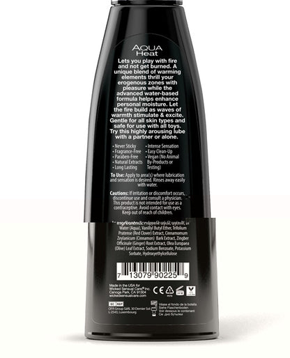 Wicked Sensual Care Aqua Heat Warming Water Based Lubricant - 4 oz