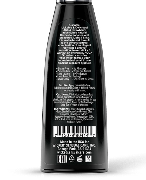 Wicked Sensual Care Aqua Water Based Lubricant - 4 oz Strawberry