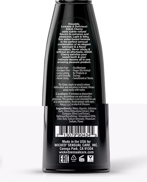 Wicked Sensual Care Aqua Water Based Lubricant - 4 oz Cherry