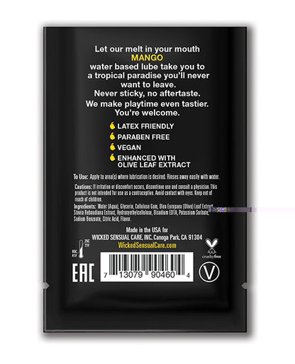 Wicked Sensual Care Water Based Lubricant - .1 oz Mango