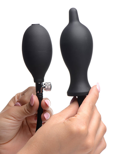 Master Series Dark Inflator Inflatable Silicone Anal Plug - Black