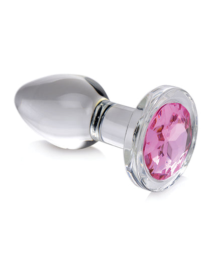 Booty Sparks Pink Gem Glass Anal Plug - Small