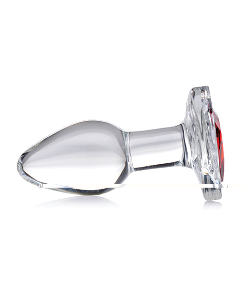 Booty Sparks Red Heart Gem Glass Anal Plug - Small