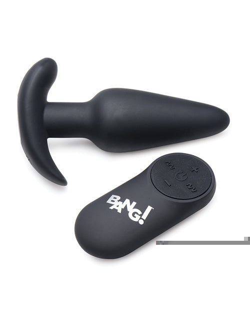 Bang! 21X Vibrating Silicone Butt Plug w/Remote - Black