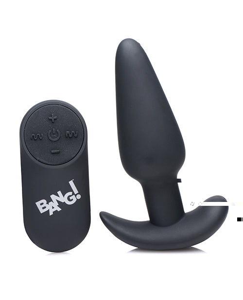 Bang! 21X Vibrating Silicone Butt Plug w/Remote - Black