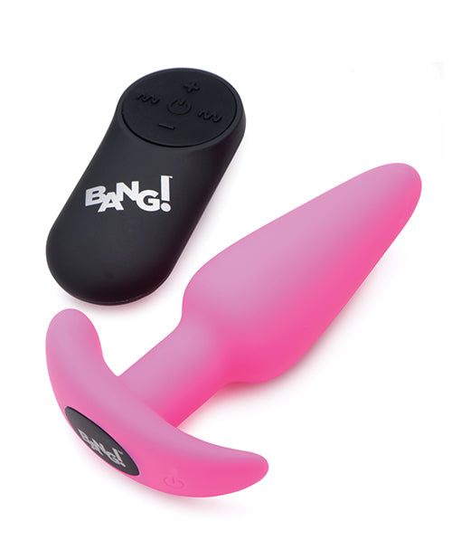 Bang! 21X Vibrating Silicone Butt Plug w/Remote - Pink