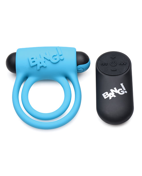 Bang! Vibrating Cock Ring & Bullet w/Remote Control - Blue