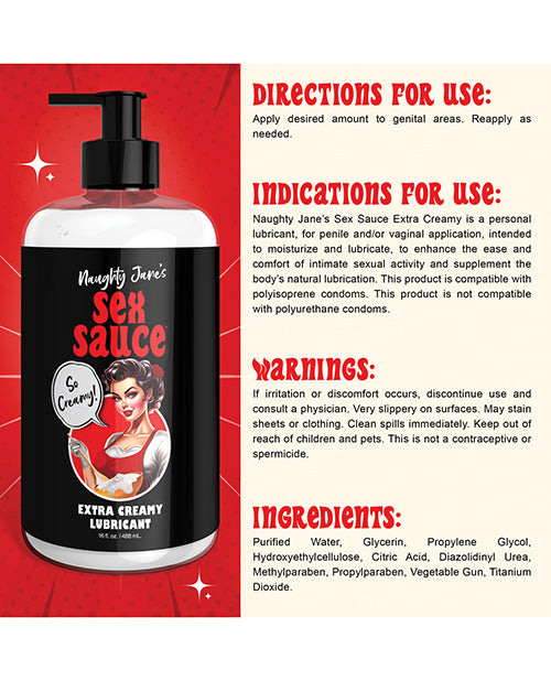 Naughty Jane's Sex Sauce Extra Creamy Lubricant - 16 oz