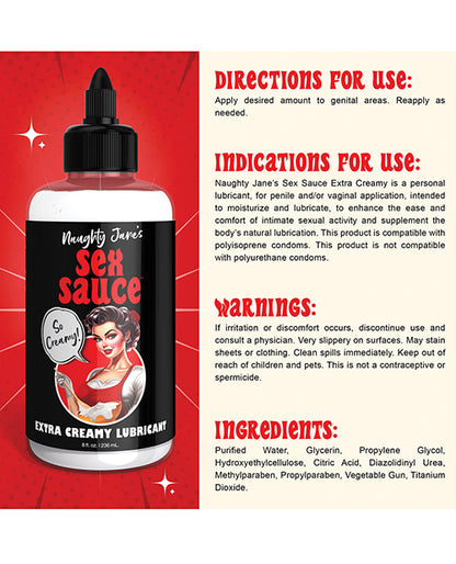 Naughty Jane's Sex Sauce Extra Creamy Lubricant - 8 oz