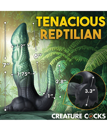 Creature Cocks Dickosaur Dinosaur Silicone Dildo  - Black/Teal