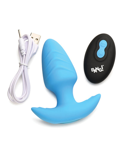 Bang! Rotating & Vibrating Tapered Butt Plug w/Remote - Blue