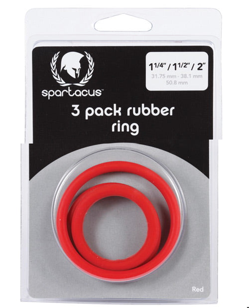 Spartacus Rubber Cock Ring Set - Red Pack of 3