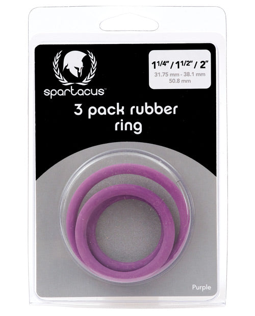 Spartacus Rubber Cock Ring Set - Purple Pack of 3