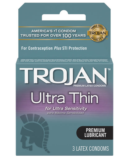 Trojan Ultra Thin Lubricated Condoms - Box of 3