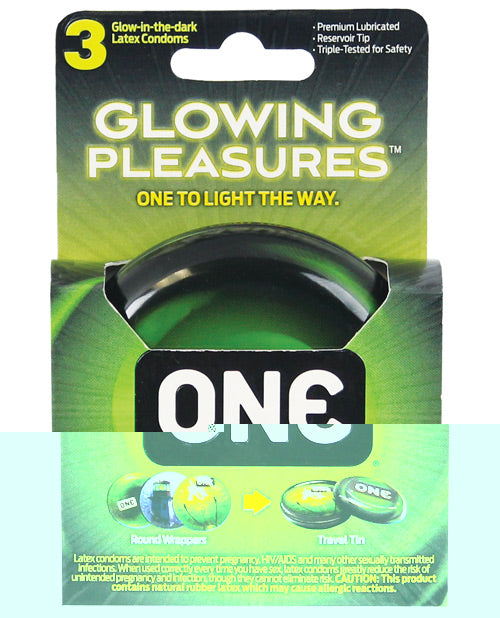 One Glowing Pleasures Condoms - Box of 3