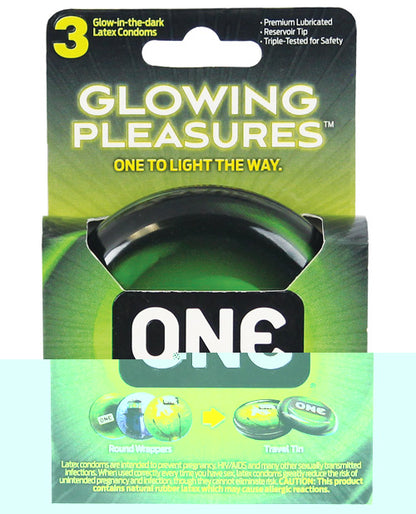 One Glowing Pleasures Condoms - Box of 3