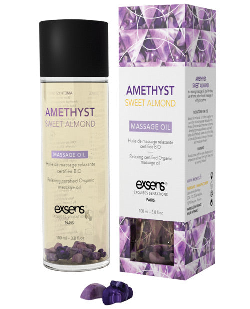 EXSENS of Paris Organic Massage Oil w/Stones - Amethyst Sweet Almond