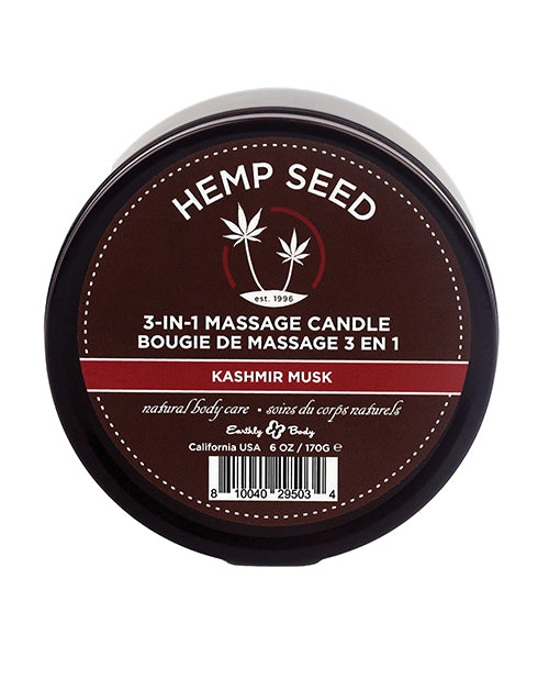 Earthly Body Suntouched Hemp Candle - 6 oz Round Tin Kashmir Musk