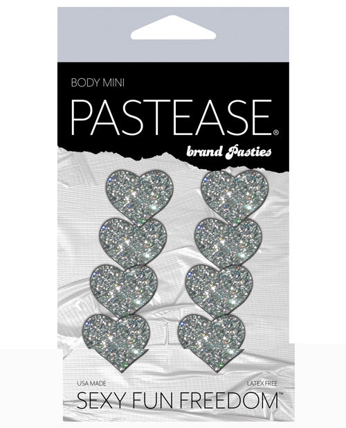 Pastease Premium Mini Glitter Hearts - Silver Pack of 8