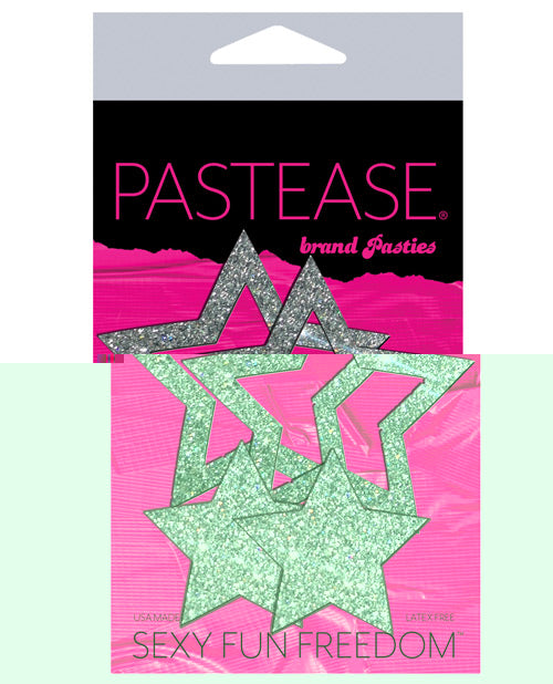 Pastease Premium Glitter Peek a Boob Stars - Silver O/S