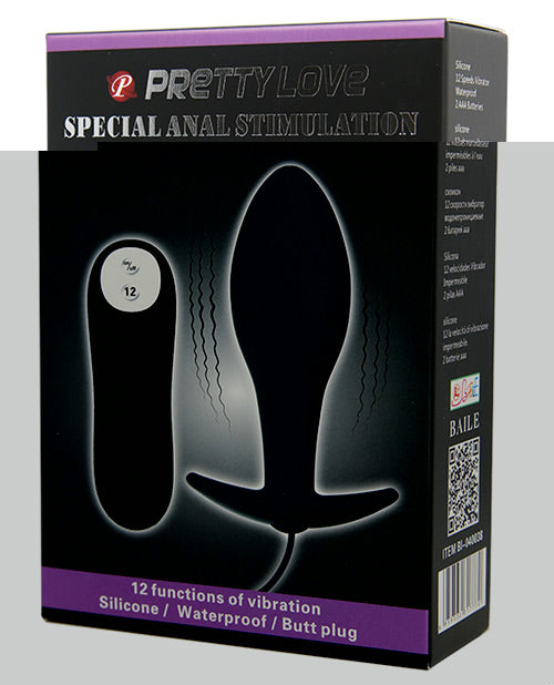 Pretty Love Vibrating Bulb Shaped Butt Plug - Black