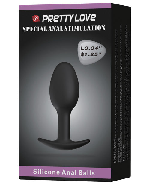 Pretty Love 3.34" Silicone Anal Plug w/Ball - Black