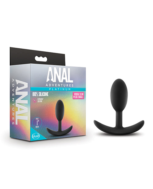 Blush Anal Adventures Platinum Silicone Vibra Slim Plug Small - Black