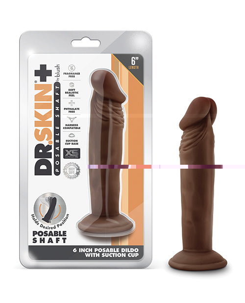 Blush Dr. Skin Plus 6" Posable Dildo - Chocolate