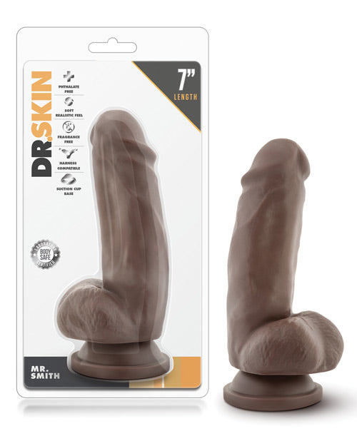 Blush Dr. Skin Mr. Smith 7" Dildo w/Suction Cup - Chocolate