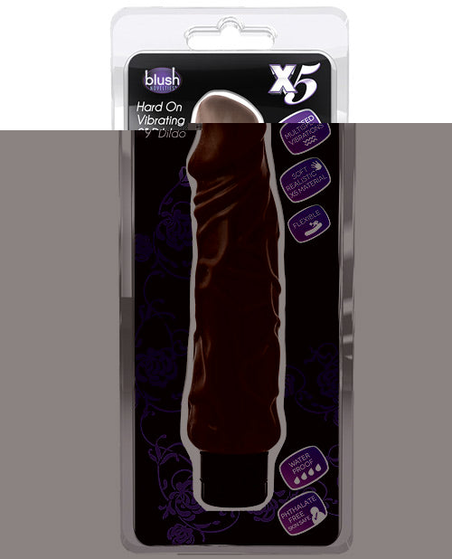 Blush X5 Plus Hard On Vibrating 9" Dildo - Brown