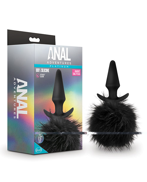 Blush Anal Adventures Platinum Rabbit Tail Plug - Black