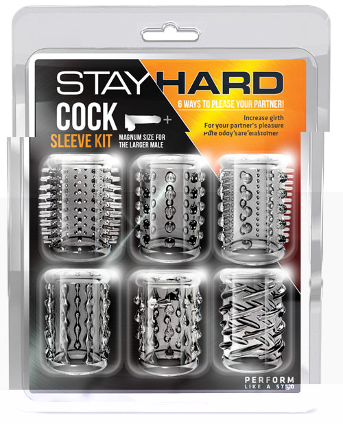 Blush Stay Hard Cock Sleeve Kit - Clear Box of 6