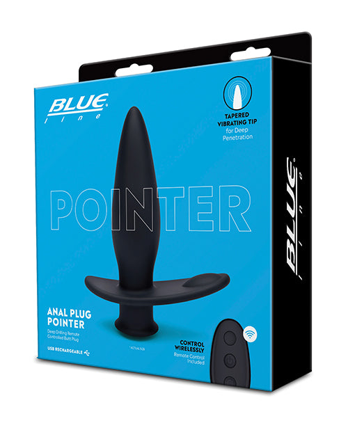 Blue Line Vibrating Anal Plug Pointer w/Remote - Black