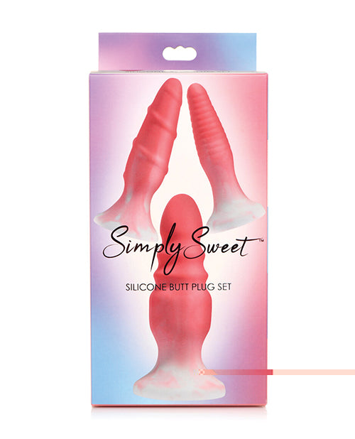 Curve Toys Simply Sweet Silicone Butt Plug Set - Pink