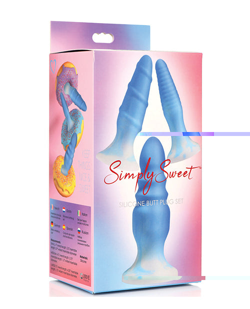 Curve Toys Simply Sweet Silicone Butt Plug Set - Blue