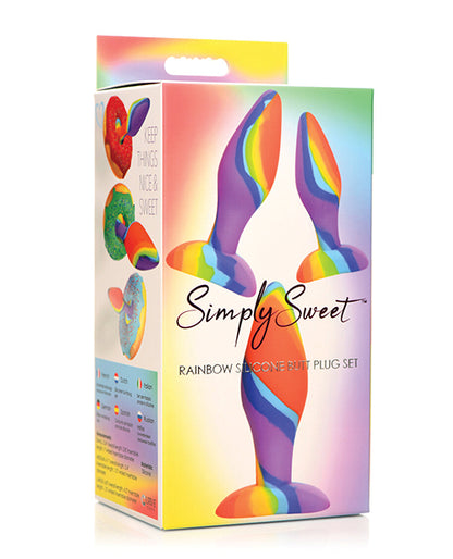 Curve Toys Simply Sweet Rainbow Silicone Butt Plug Set