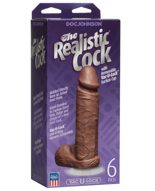 6" Realistic Cock w/Balls - Brown