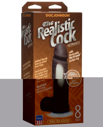 Realistic 8" Ultraskyn Cock w/Balls - Brown