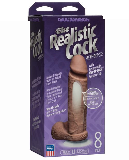 Realistic 8" Ultraskyn Cock w/Balls - Brown