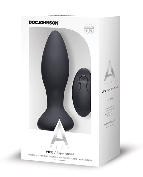 A Play Rechargeable Silicone Experienced Anal Plug w/Remote - Black