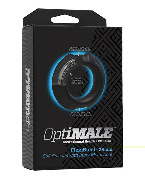 OptiMale FlexiSteel Cock Ring - 35mm Black