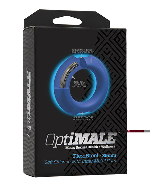 OptiMale FlexiSteel Cock Ring - 35mm Blue