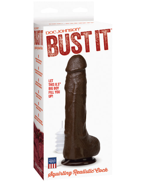 Bust It Squirting Realistic Cock w/1 oz Nut Butter - Black